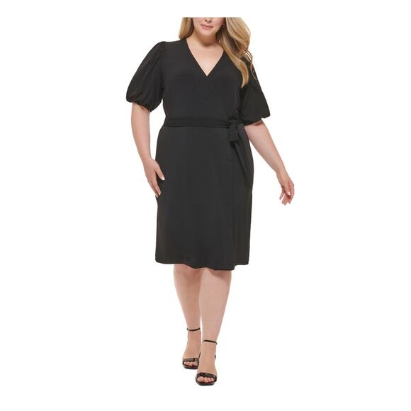 Calvin Klein Women's V-Neck Daytime Wrap Dress Black 8 Black Size 8